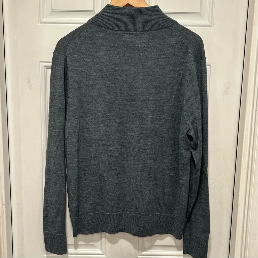 J.CREW Men’s Merino Wool-Blend Half-Zip Sweater, Blue-gray, Distinguished, Sz L